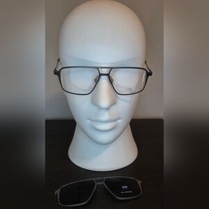 ZEISS LightPro Eyeglasses w/ Magnetic Clip-On Sunglasses ZS23123SLP 56□14